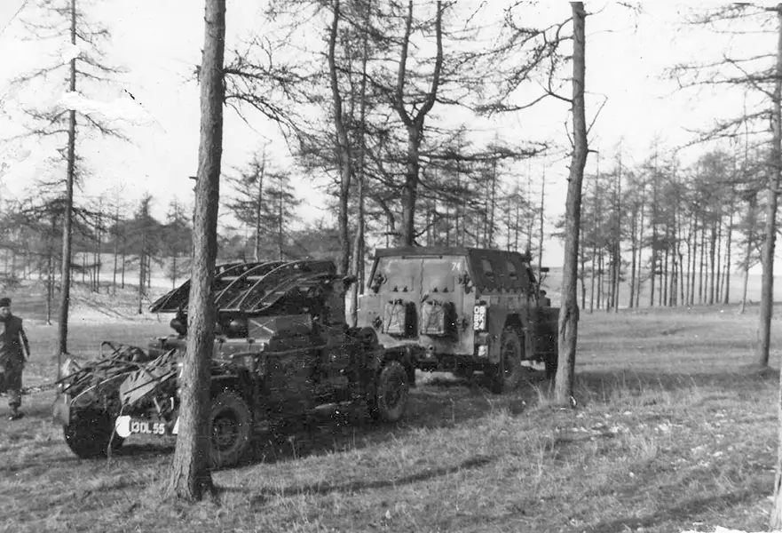 In Action: Land Rover towing a Radar 3 Mk 7